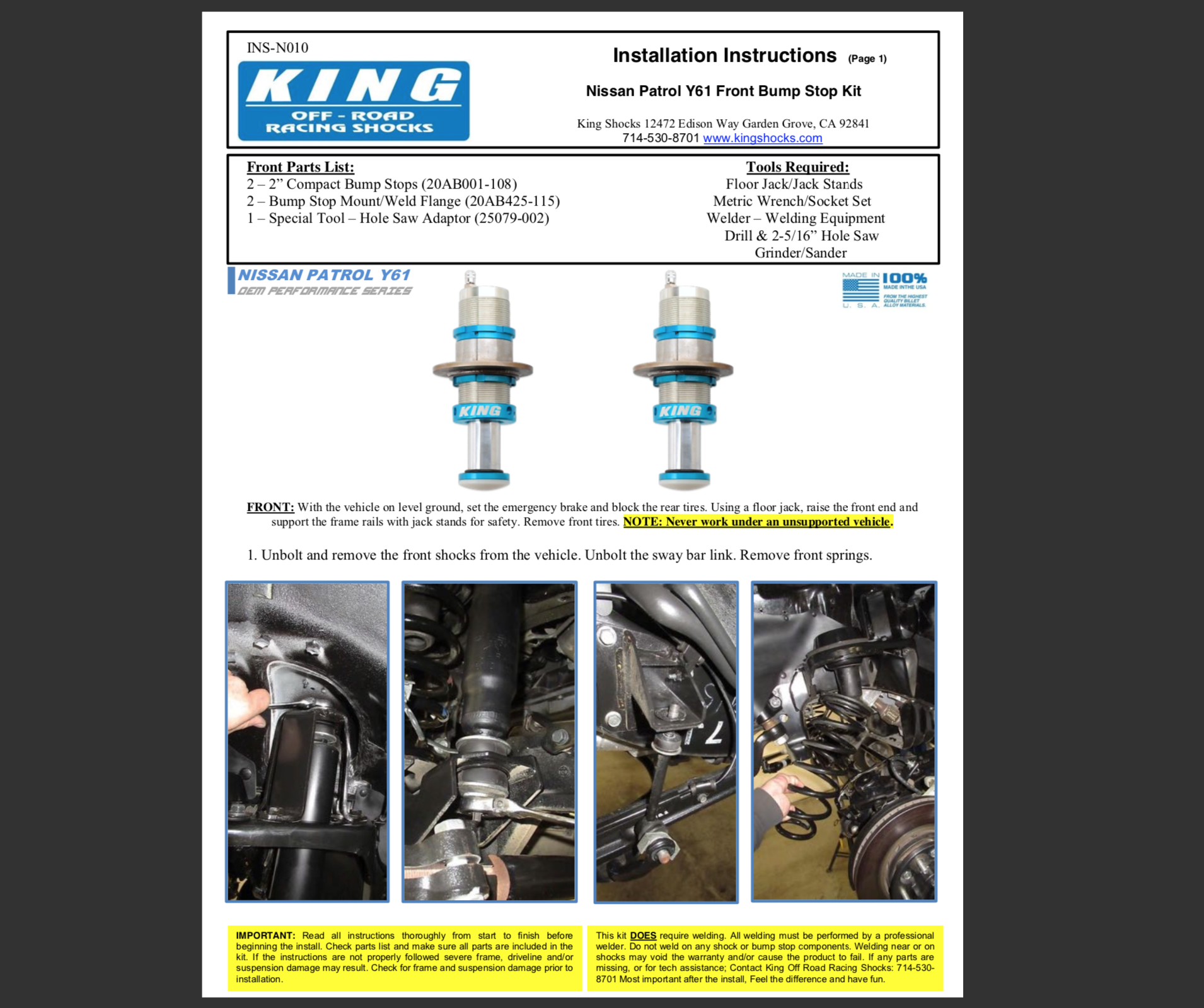 King OEM Replacement Shocks for Nissan Vehicles